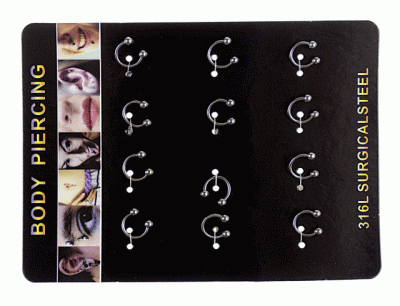 Kolczyki piercing podkowa (12 szt.)