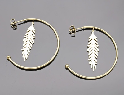 Kolczyki półkoła z listkiem