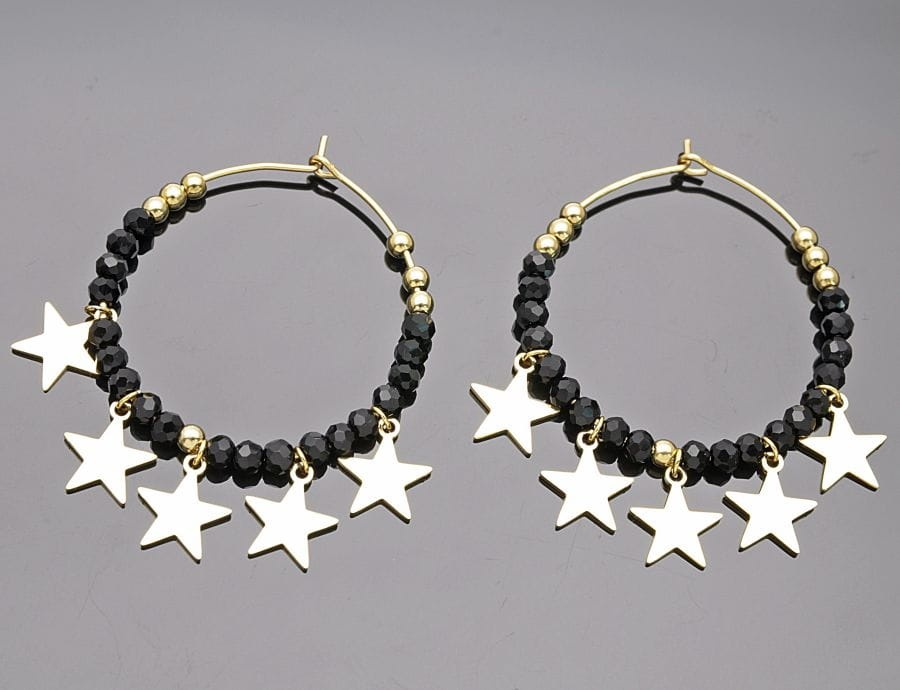 Kolczyki koła koraliki z gwiazdami
