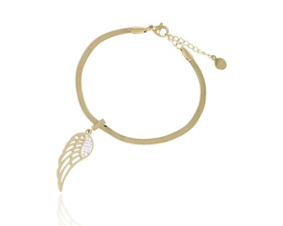 Bransoleta żmijka  ze skrzydłem i cyrkoniami