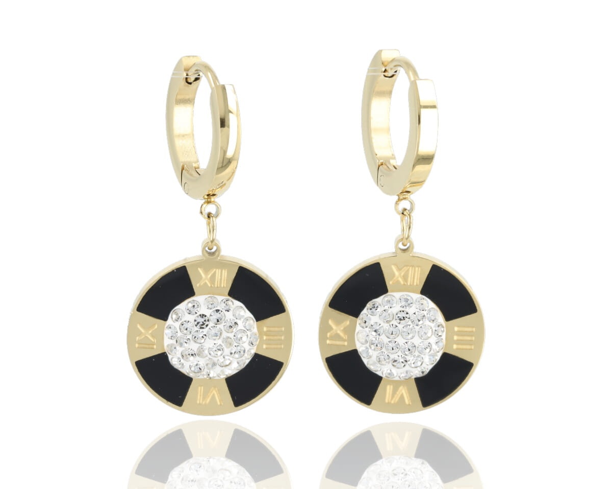 Kolczyki koła rzymskie z czarnym