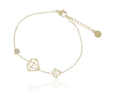 Bransoleta dwa diamenty ażurowe i cyrkonia