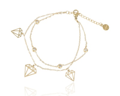 Bransoleta podwójna diamenty i oczka