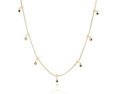 Naszyjnik z drobnymi czarnymi oczkami