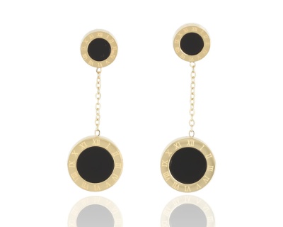 Kolczyki czarne kółka na łańcuszku