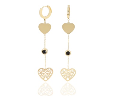 Kolczyki długie serca oczko