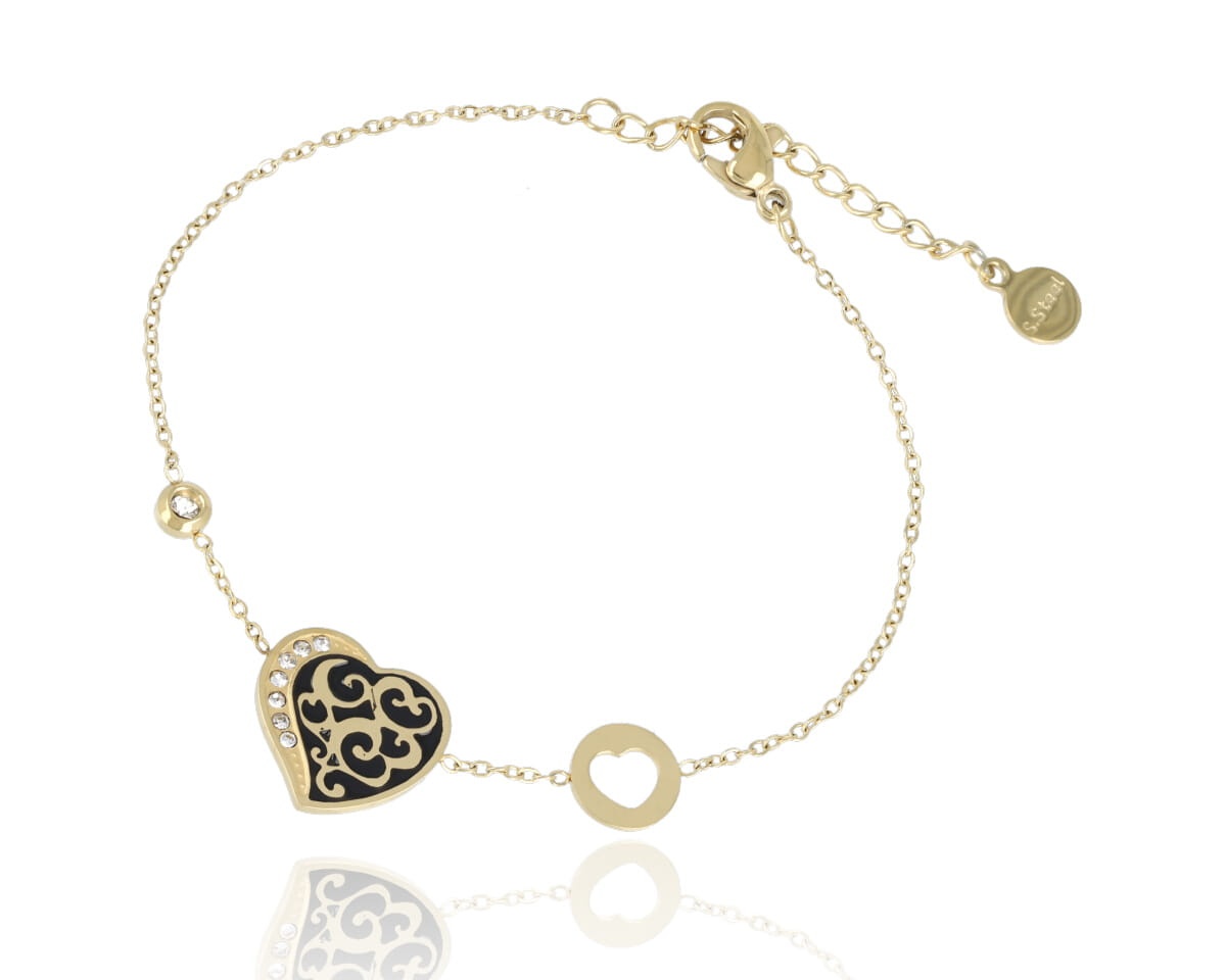 Bransoleta na nogę  serce ażurowe czarne