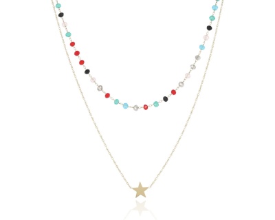 Naszyjnik mix kolor podwójny z gwiazdą