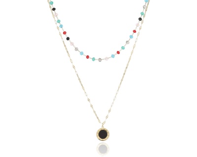 Naszyjnik mix kolor podwójny z pastylką