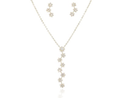 Komplet cyrkonie kwiatki