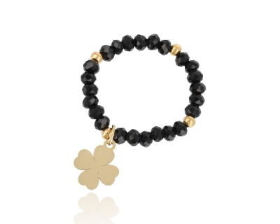 Pierścionek koralik szlifowany koniczynka