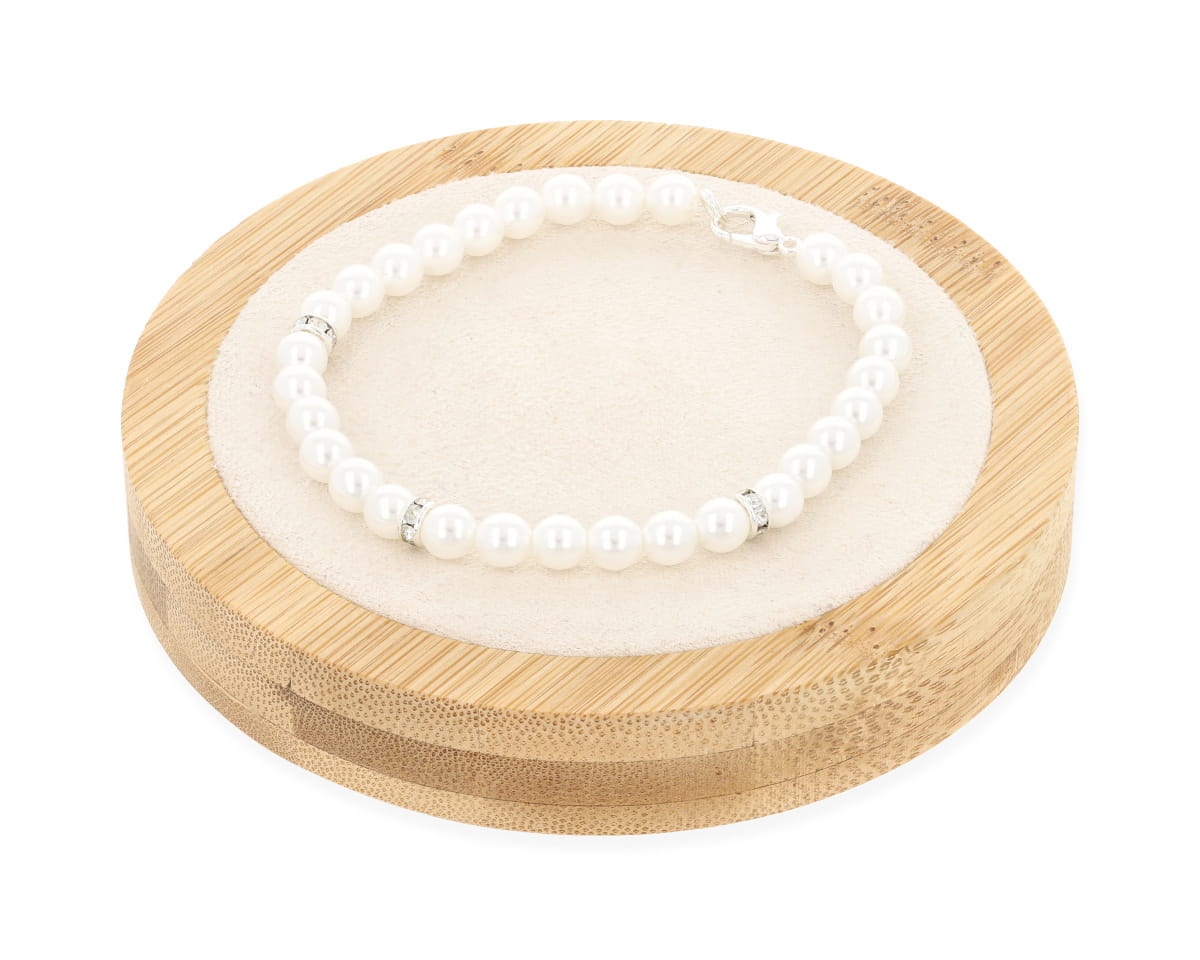 Bransoleta biała perła 6 mm