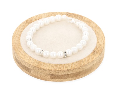 Bransoleta biała perła 8 mm