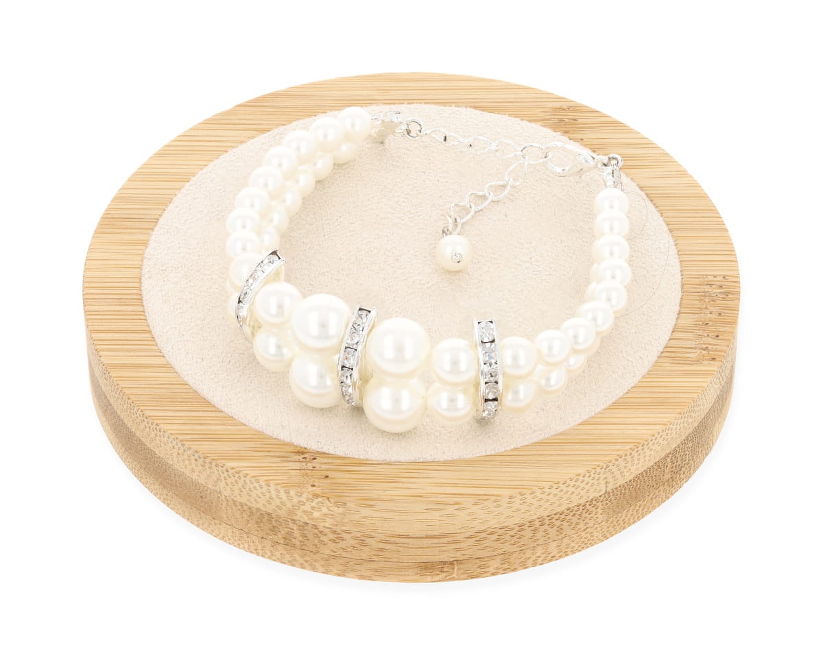 Bransoleta biała perła podwójna 