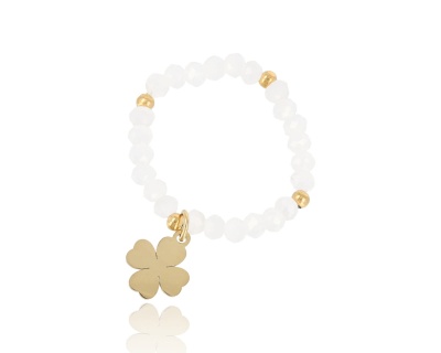 Pierścionek koralik szlifowany koniczynka 