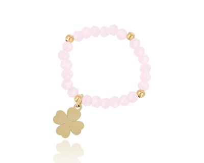 Pierścionek koralik szlifowany koniczynka 