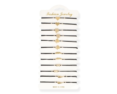 Bransoleta na  czarnym sznurku (12 szt.)