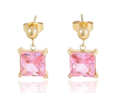 Kolczyki kwadrat różowy