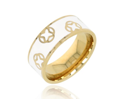 Obrączka wzór złoty biała