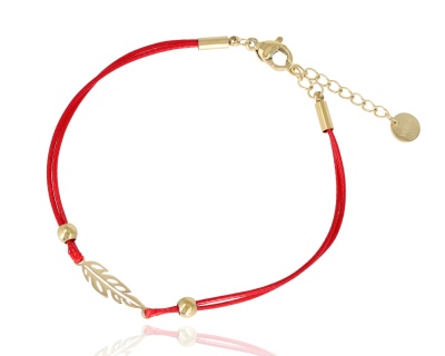 Bransoleta rzemyk listek ażurowy