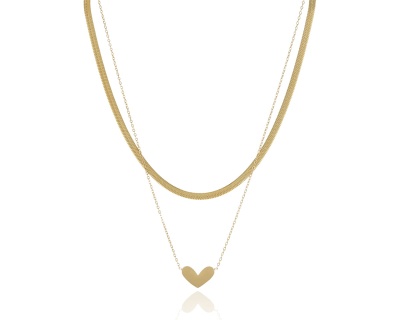 Naszyjnik podwójny żmijka serce