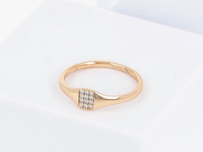 Pierścionek sygnet cyrkonie