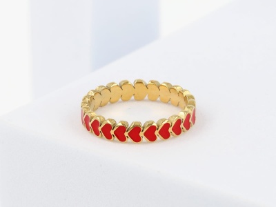 Pierścionek serca czerwone