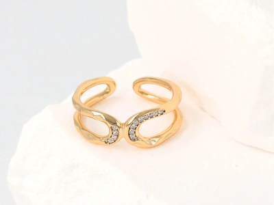 Pierścionek ogniwa z cyrkoniami