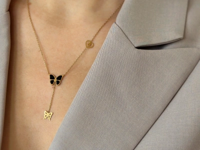 Naszyjnik krawatka motyle