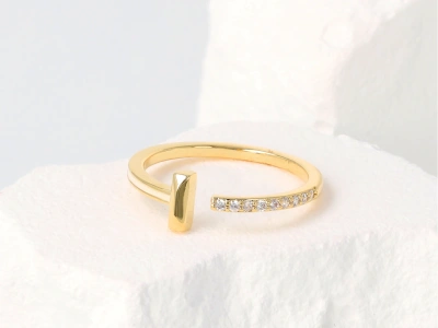 Pierścionek emalia sztabka cyrkonie 