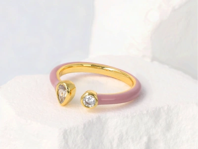 Pierścionek emalia oczko łezka