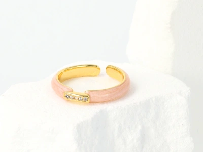 Pierścionek emalia cyrkonie 