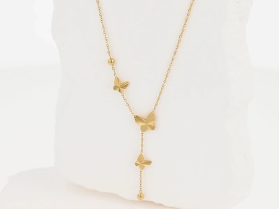 Naszyjnik krawatka motyle witrażowe