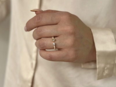 Pierścionek emalia oczko łezka 