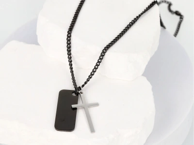 Naszyjnik męski blaszka krzyż