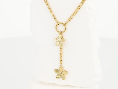 Naszyjnik krawatka ogniwa kwiatki