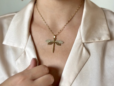 Naszyjnik ważka z cyrkoniami