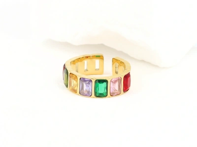 Pierścionek szeroki z kryształkami