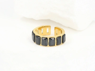 Pierścionek szeroki z kryształkami 