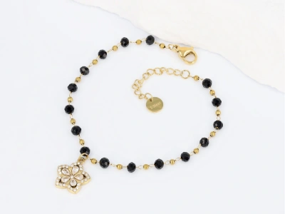 Bransoleta koraliki kwiatek cyrkonie