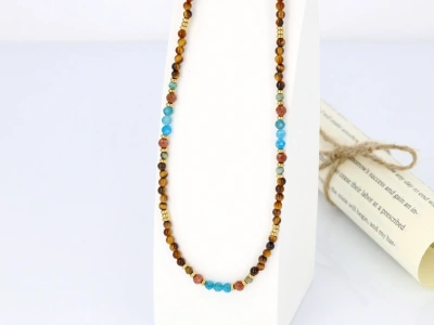 Naszyjnik tygrysie oko turkus