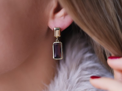 Kolczyki fioletowy kryształ