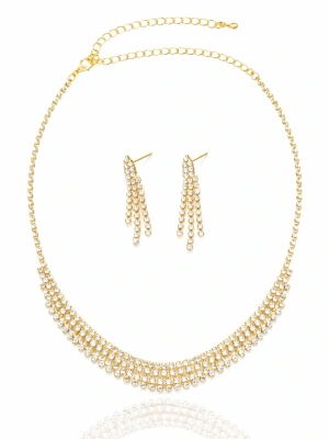 Komplet biżuterii z kaskadowymi cyrkoniami