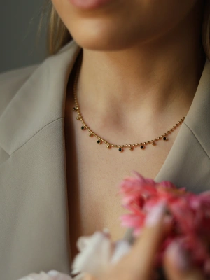 Naszyjnik z czarnymi cyrkoniami i kulkami