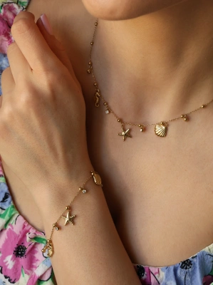 Naszyjnik styl wakacyjny z zawieszkami morskimi