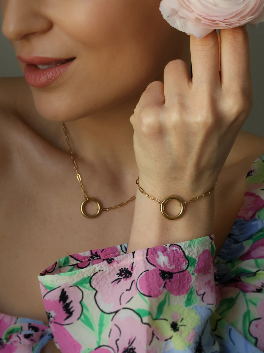 Bransoleta ogniwa wąskie z zawieszką ring