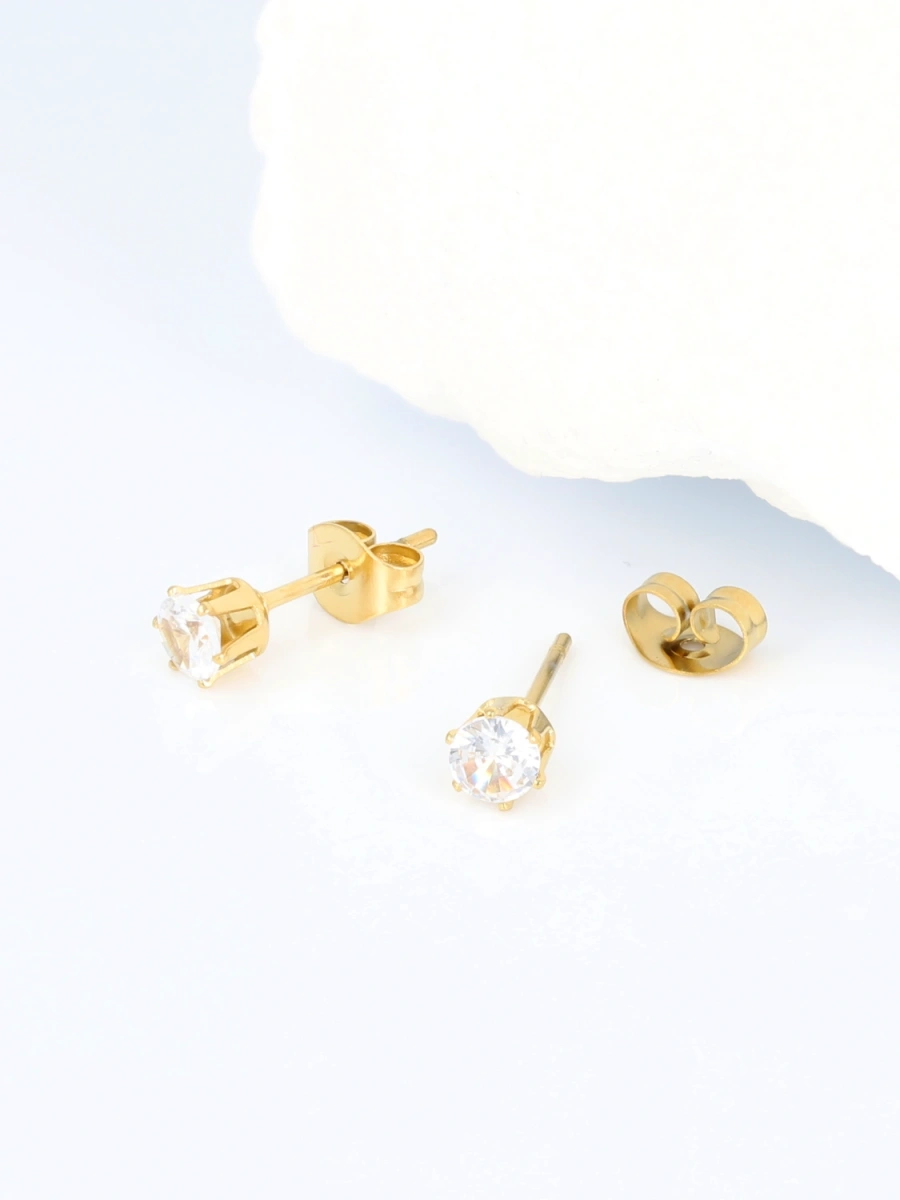 Kolczyki cyrkonia w koszyczku (4 mm)