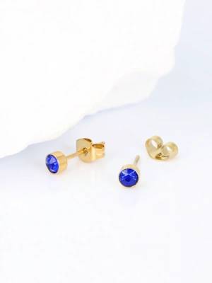 Kolczyki oczka szafirowe w gładkiej oprawie