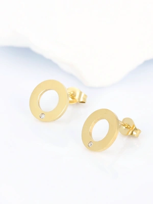 Kolczyki ring  złoty z cyrkonią