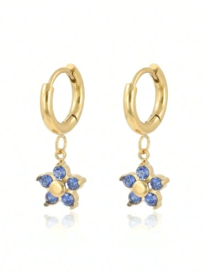 Kolczyki pozłacane kwiat szafirowy